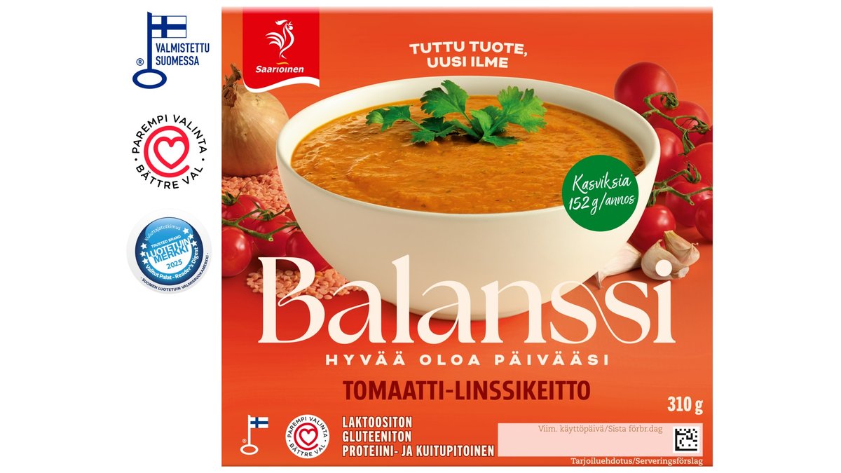 Saarioinen Balanssi Tomaatti-linssikeitto 310g