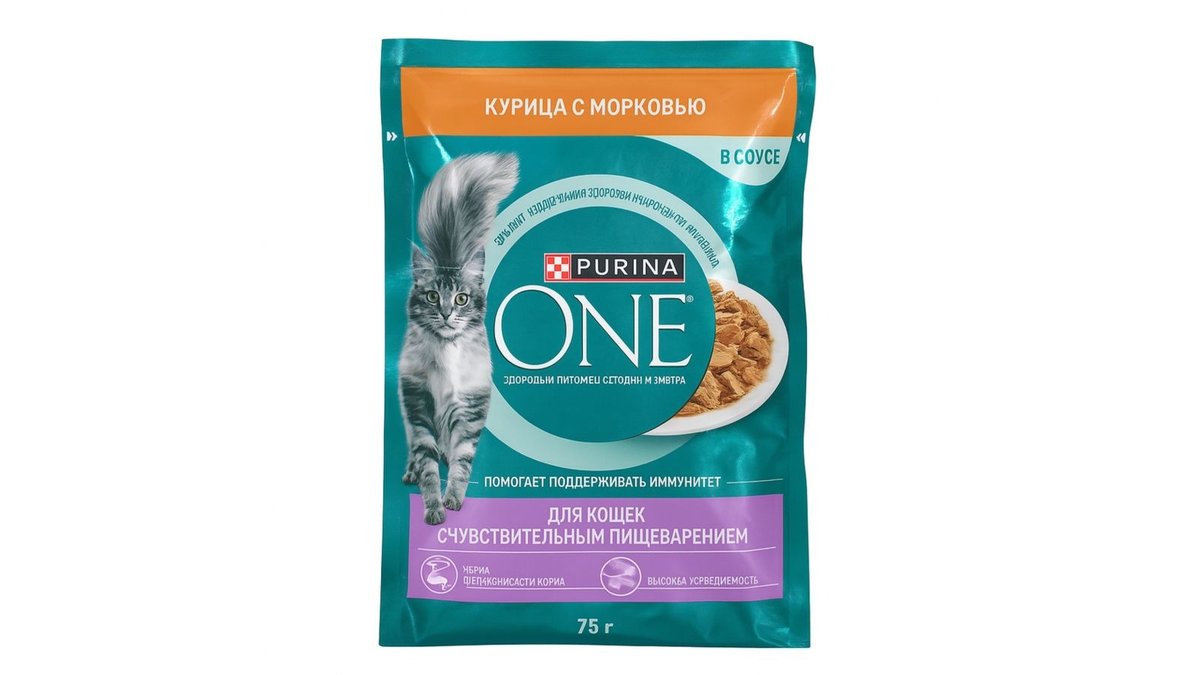 Корм для кошек Purina One курица с морковью 75 г желе