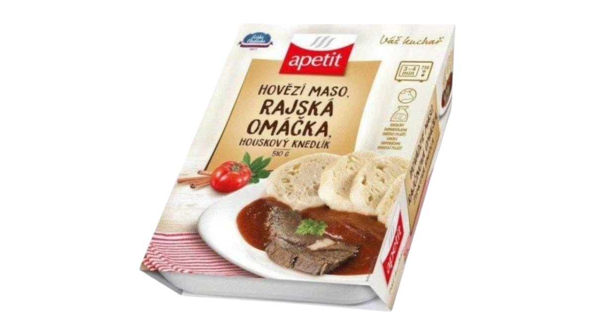 Apetit Hovězí maso s rajskou omáčkou, houskový knedlík, 510 g