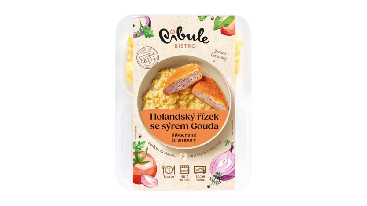 Cibule Bistro Holandský řízek se sýrem Gouda, šťouchané brambory, 400 g
