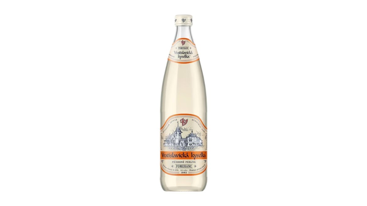 Vratislavická kyselka minerální voda s příchutí pomeranč, 0,75 l