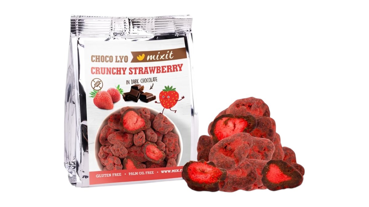Křupavé jahody v čokoládě do kapsy, 60 g