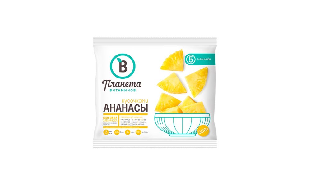 Ананасы Планета Витаминов кусочками зам 300г