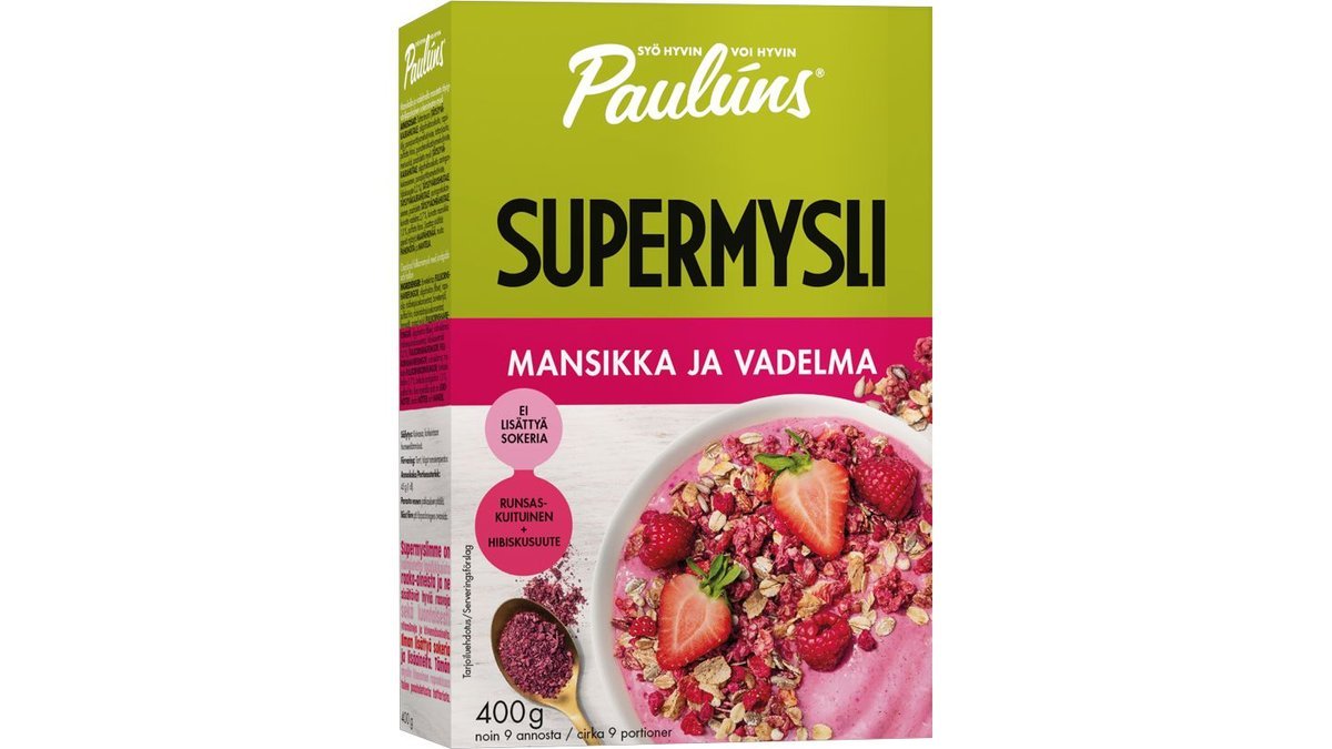 Paulúns mansikka ja vadelma supermysli 400g