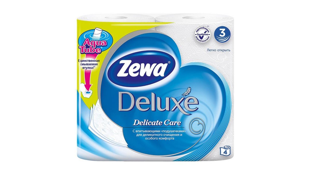 Бумага туалетная Zewa Deluxe white 3сл 4рул
