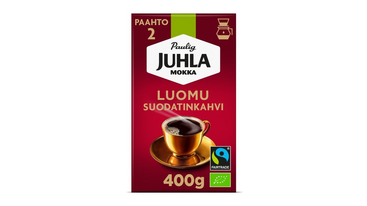 Paulig Juhla Mokka Luomu kahvi suodatinjauhatus 400g