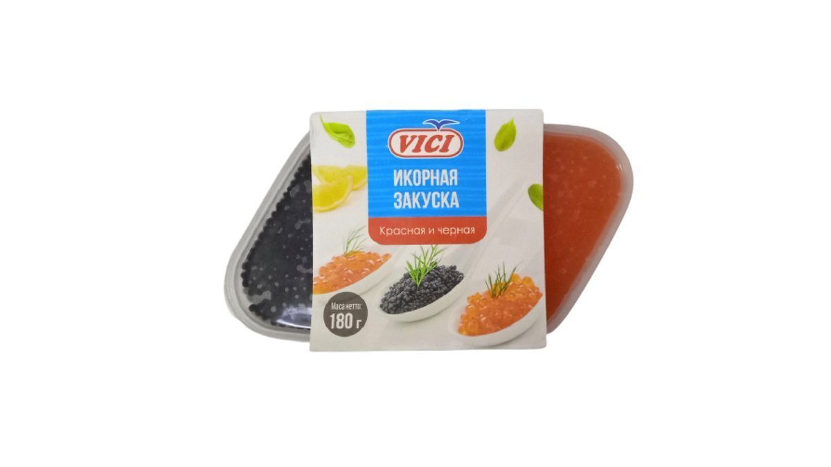 Икра VICI Икорная закуска красная/черная альгиновая 180г