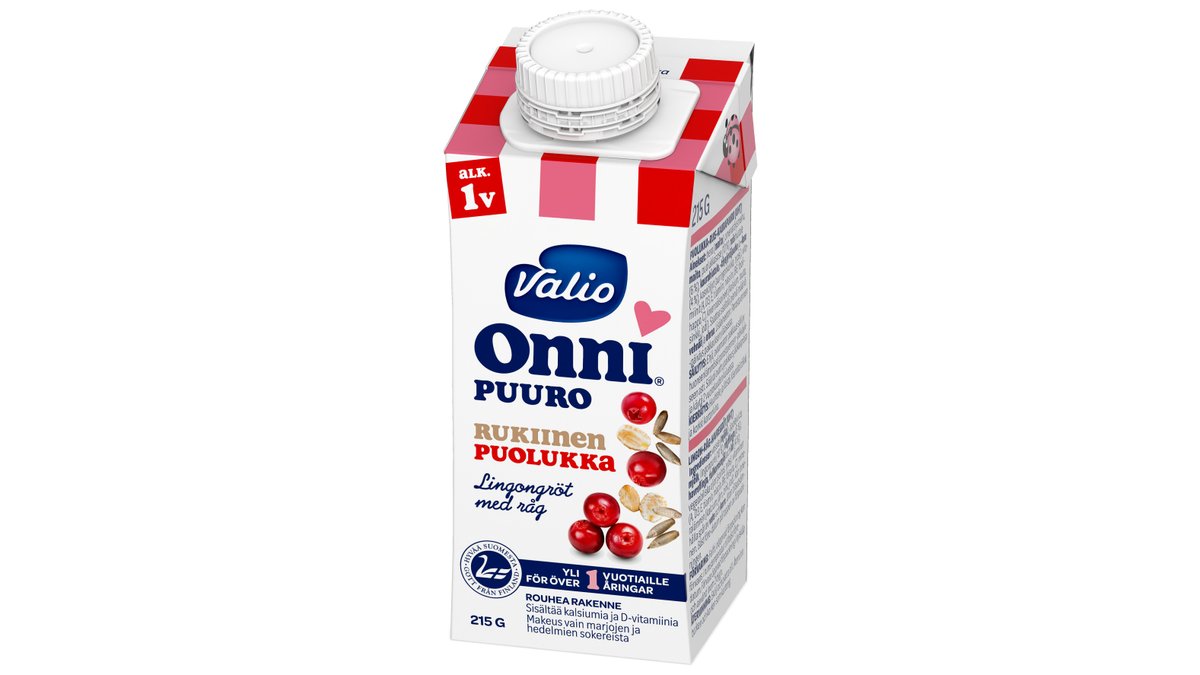 Valio Onni® rukiinen puolukkapuuro UHT (alk 1 v) 215g
