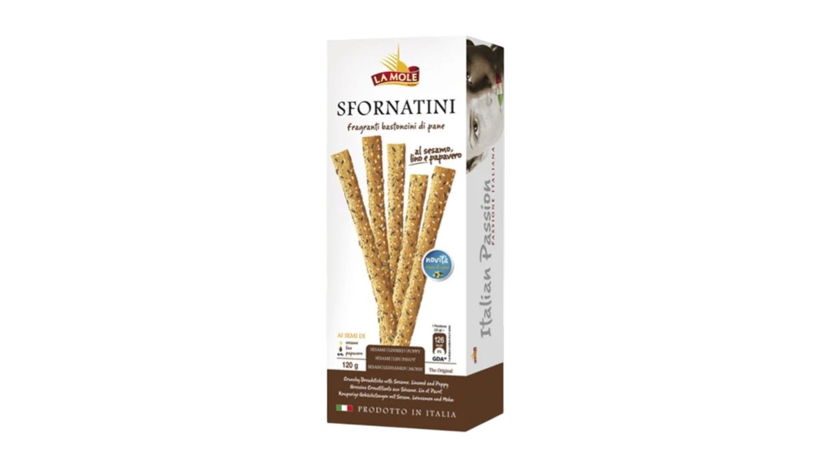 Grissini Sfornatini Sesamo +Papavero+ Lino so semienkami sezamovými, ľanovými a makovými, 120 g