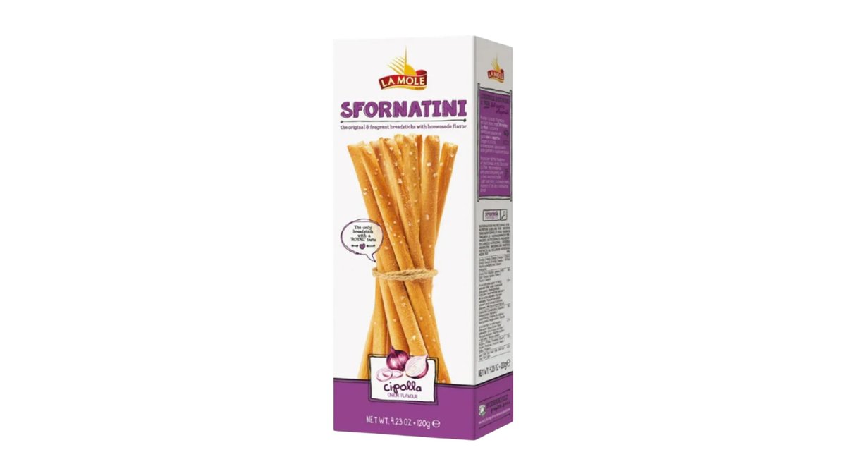 Grissini Sfornatini Alla Cipolla Astuccio, typické slané crackery/tyčinky z Talianska, 120 g