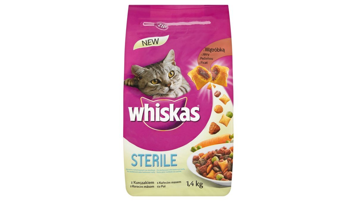 Whiskas Sterile kuřecí maso kompletní krmivo pro kastrované dospělé kočky 1,4kg