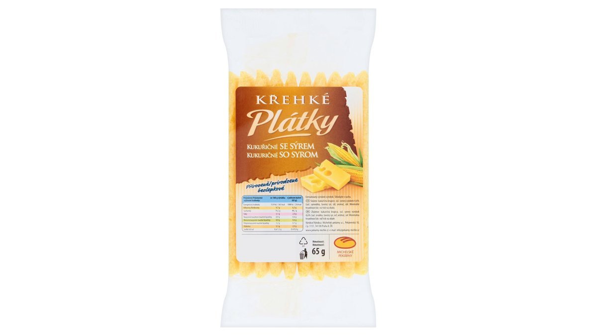 KŘEHKÉ PLÁTKY MICH. PEK. KUKUŘIČNÉ SE SÝREM 65g