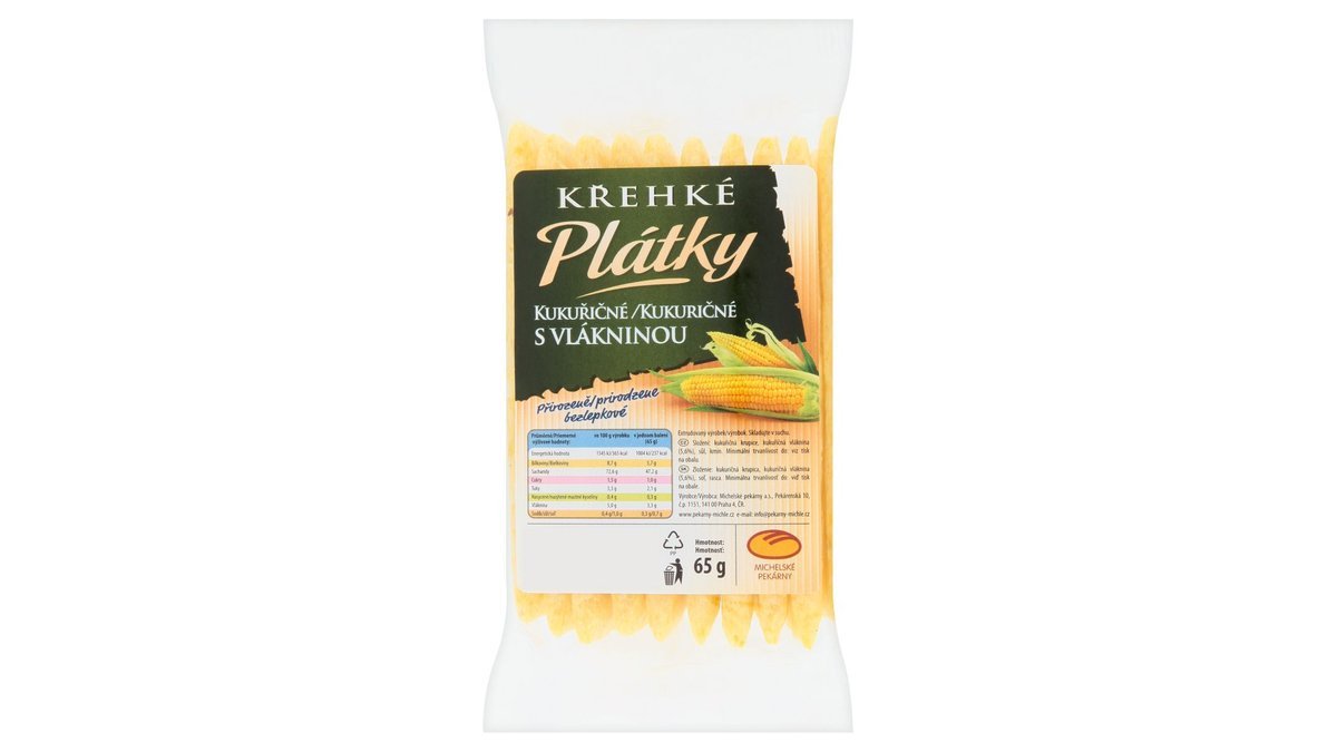 Michelské Pekárny Křehké plátky kukuřičné s vlákninou 65g