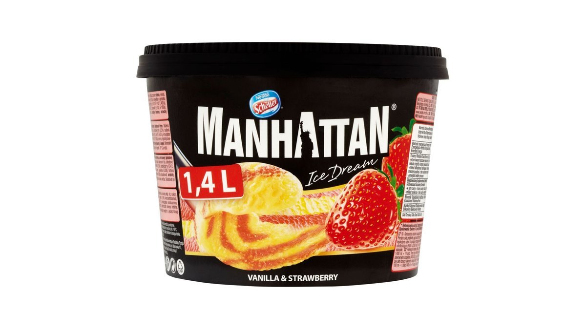Manhattan Ice Dream Mražený krém vanilkový a jahodový 1400ml