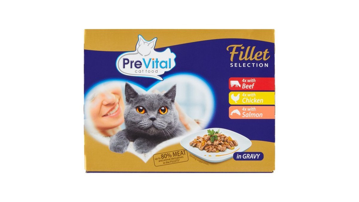 PreVital Kompletní krmivo pro dospělé kočky v omáčce, 12 x 85 g