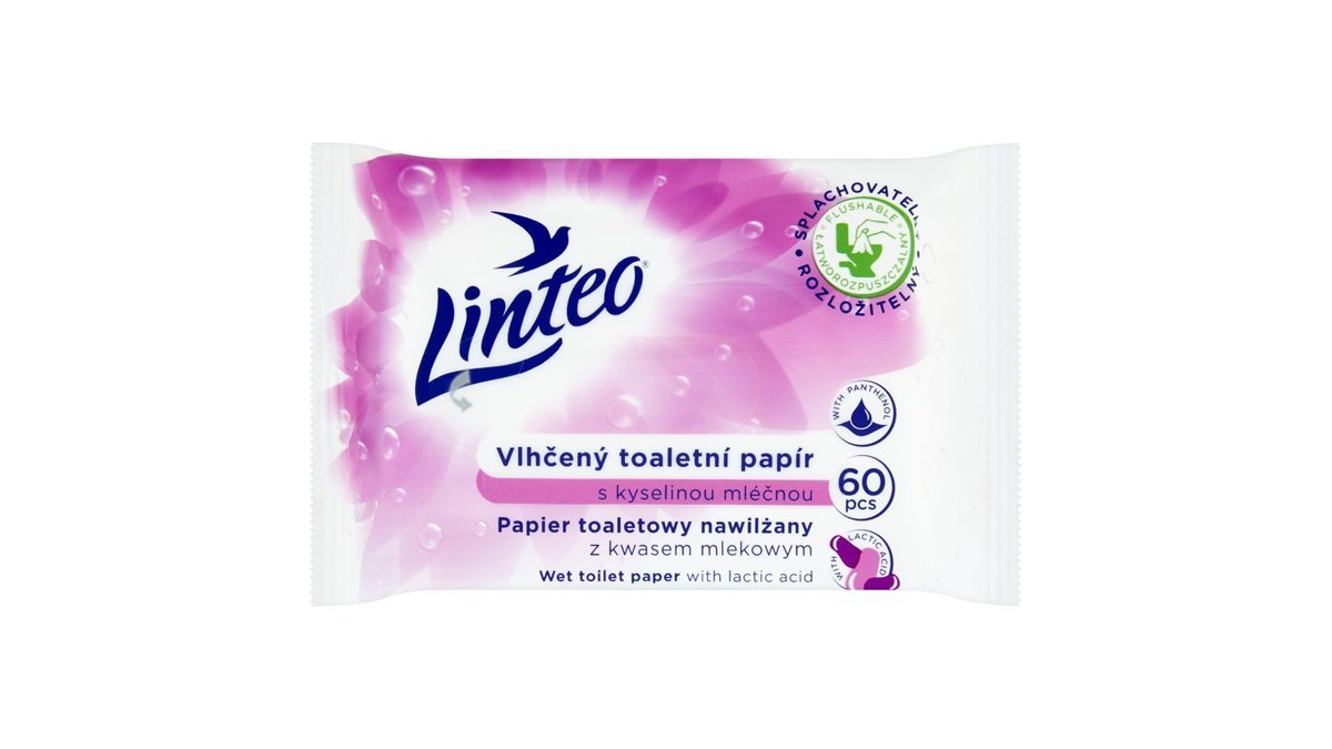Linteo Vlhčený toaletní papír s kyselinou mléčnou 60 ks