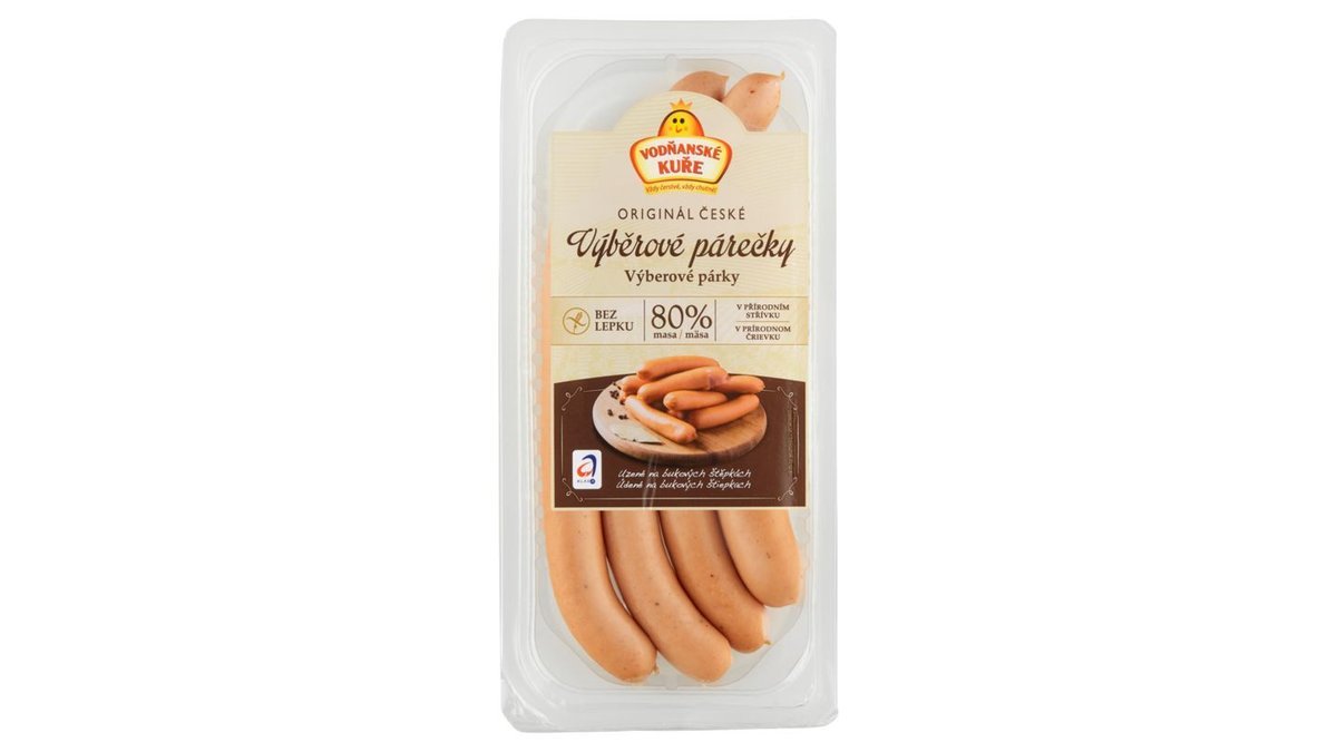 Originál české výběrové párečky s obsahem 80% masa, 180 g