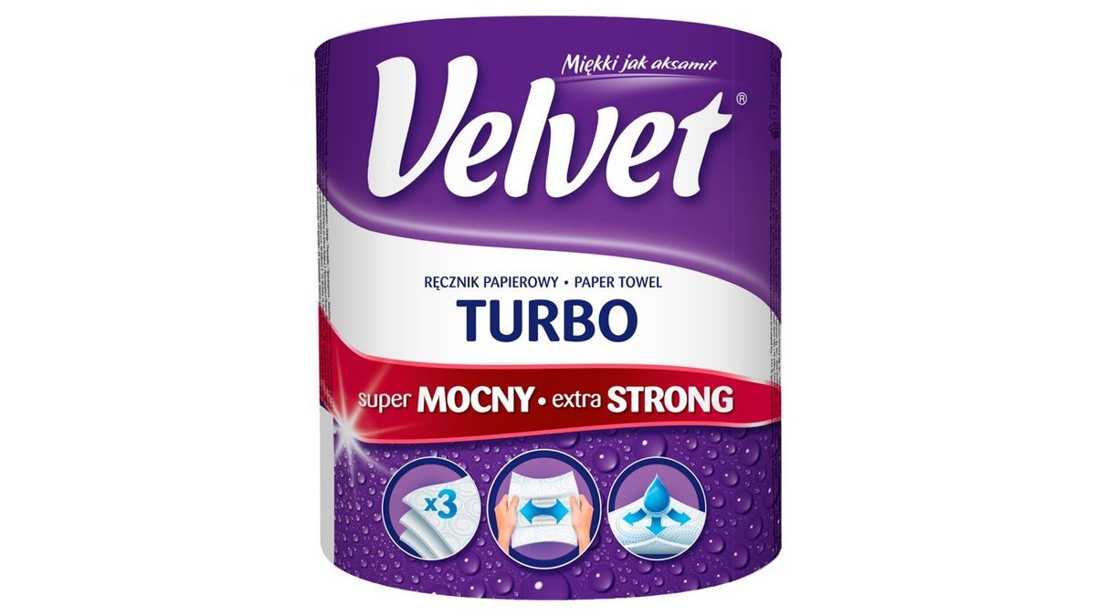 Velvet Turbo Papírové ubrousky 3-vrstvé 1 role