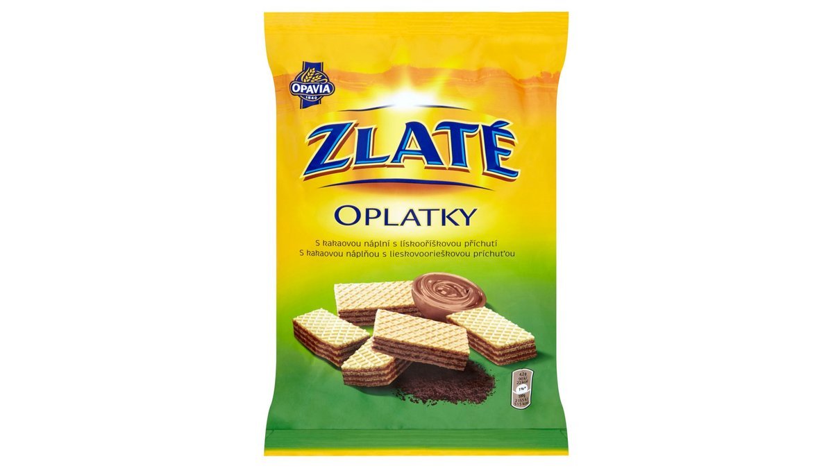 Opavia Zlaté Oplatky s kakaovou náplní s lískooříškovou příchutí 180g