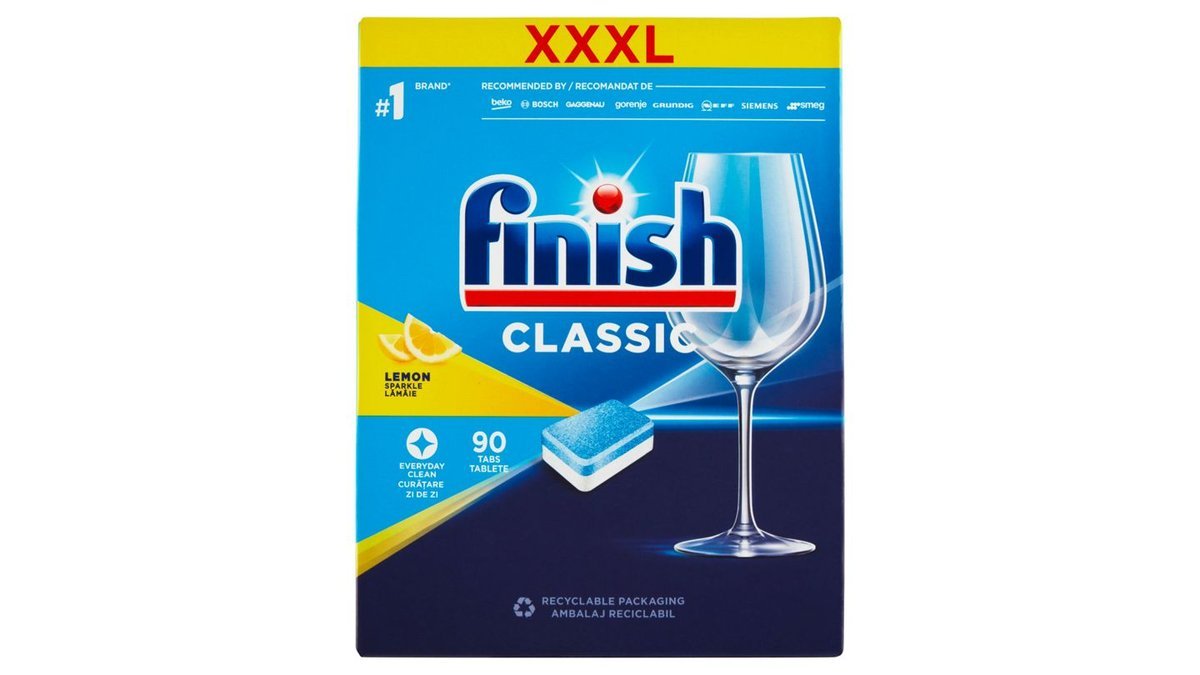 Finish Classic Lemon Sparkle tablety do myčky nádobí 90 ks 1440g
