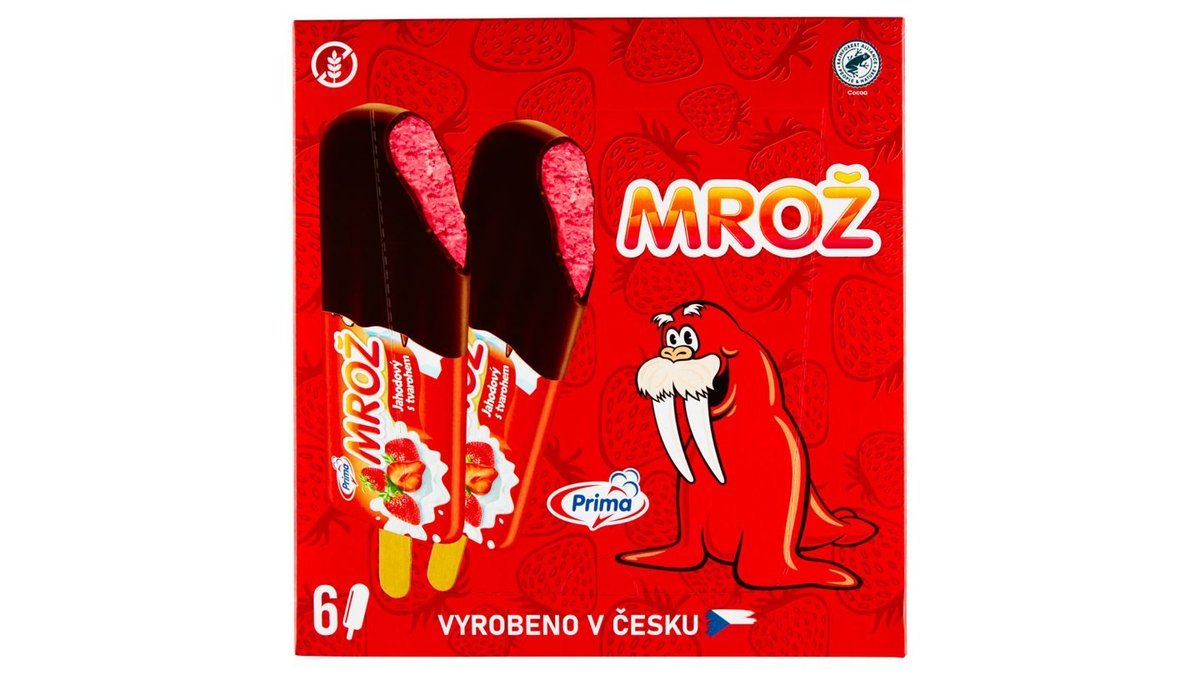 Prima Mrož Jahodový s tvarohem v kakaové polevě 6 x 43g (258g)