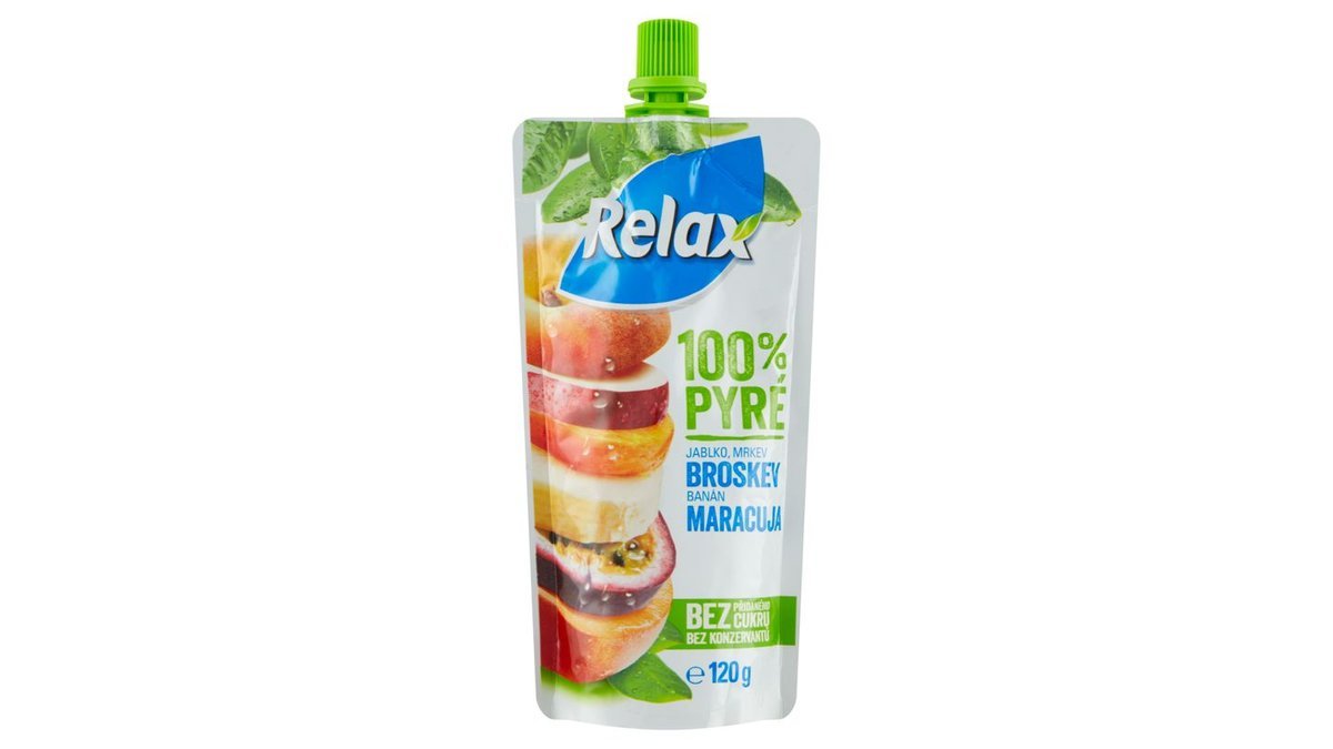Relax 100% pyré jablko mrkev broskev banán maracuja 120g