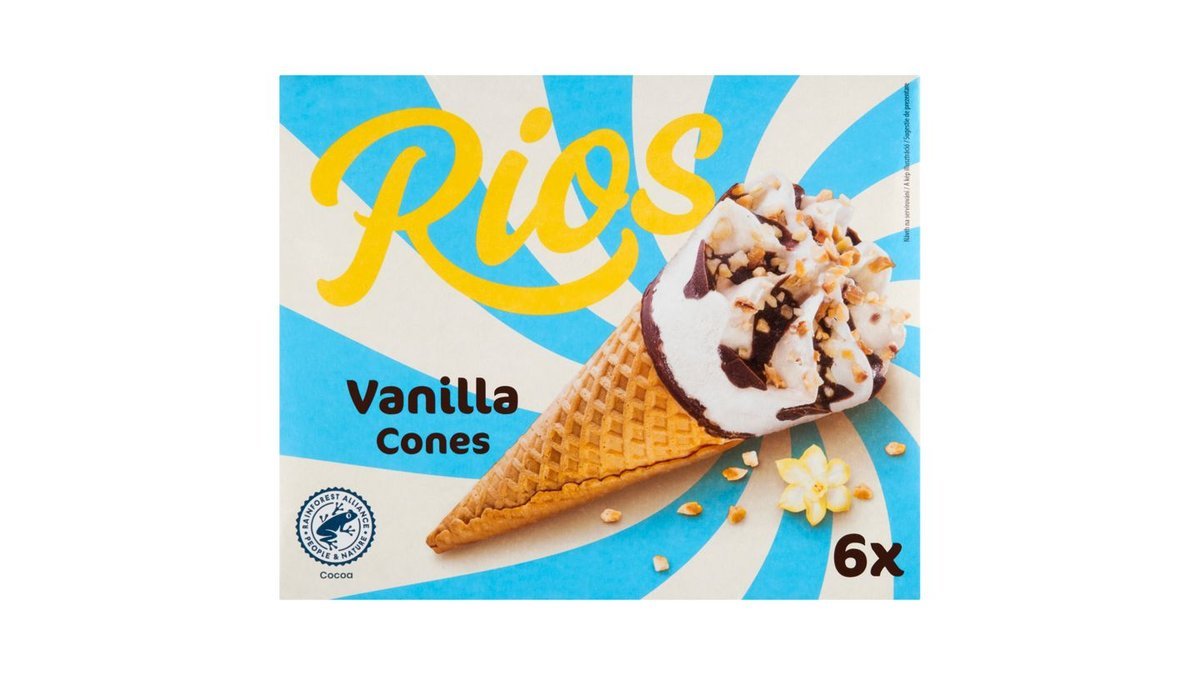Rios Mražený krém s příchutí vanilky v oplatkovém kornoutu 6 x 120ml (720ml)