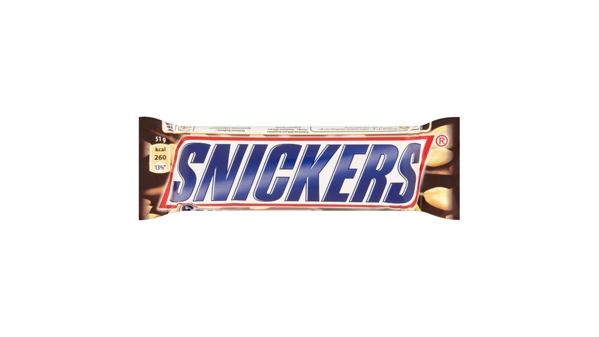 Snickers Mléčná čokoláda plněná nugátem, karamelem a praženými arašídy 51g