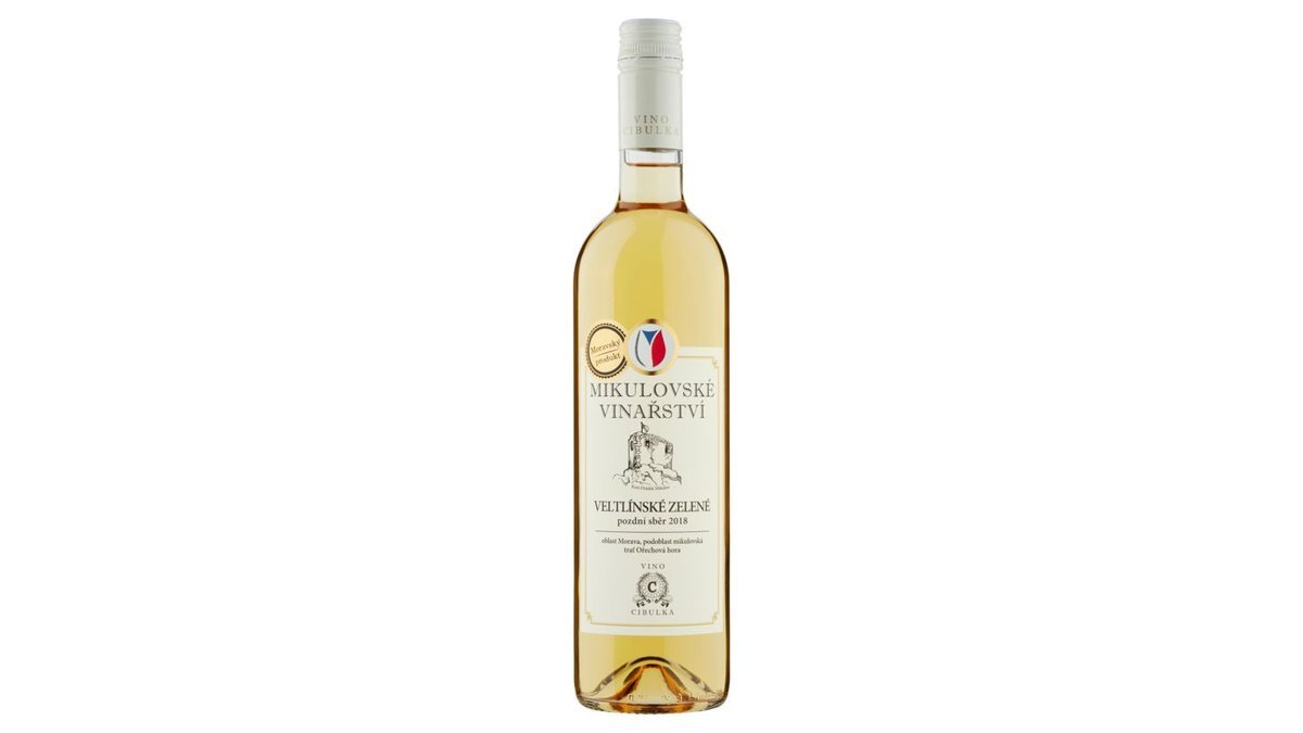 Vino Cibulka Veltlínské zelené bílé víno s přívlastkem pozdní sběr polosuché 0,75l