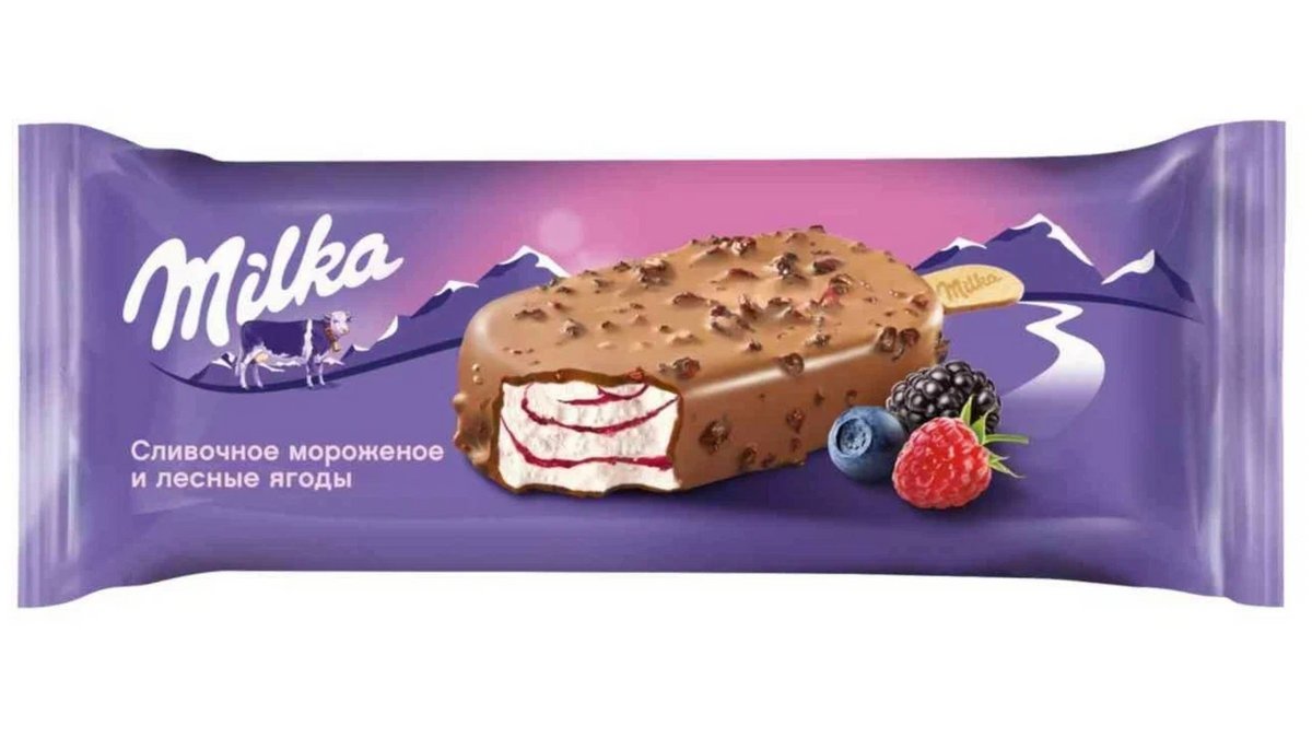 Мороженое NESTLE Milka Эскимо Лесные ягоды 64г