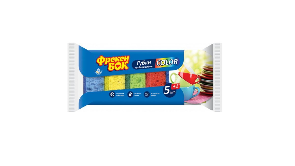 Губка ФРЕКЕН БОК Для посуды Color 5+1шт м/у