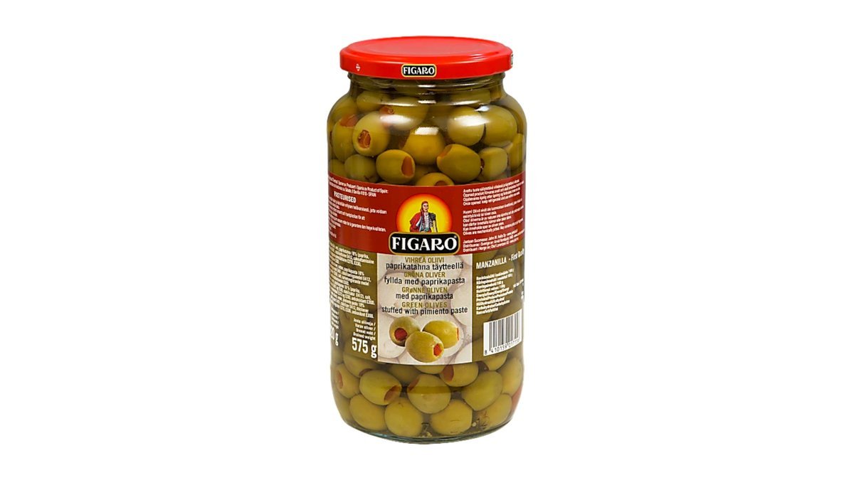 Figaro Grønn Oliven med Paprika, 935 g