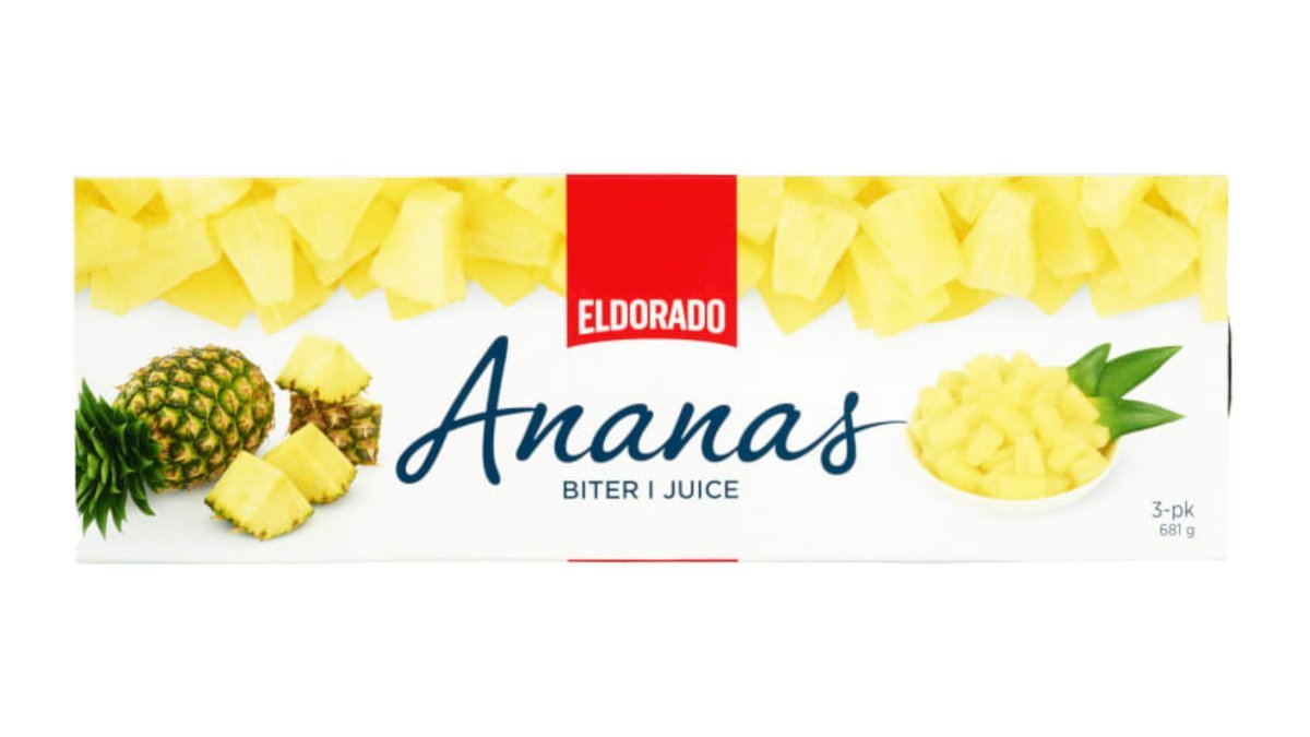 Eldorado Ananas i Biter i Juice, 3x227 g