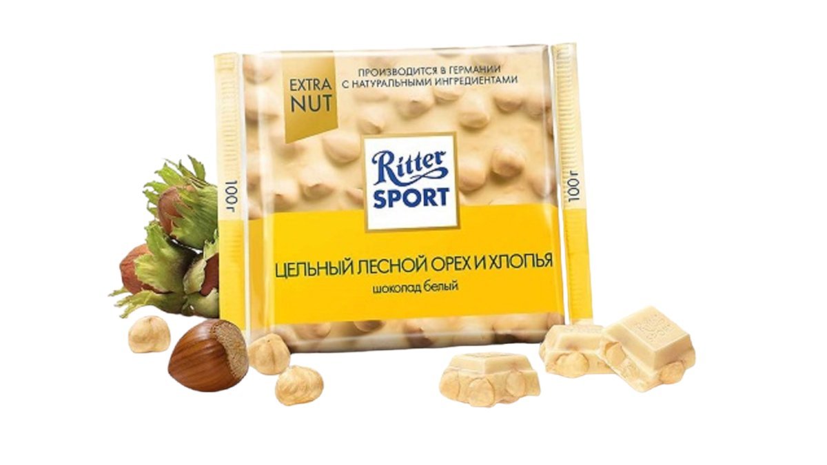 Шоколад RITTER SPORT Белый с орехами и хлопьями 100г м/у