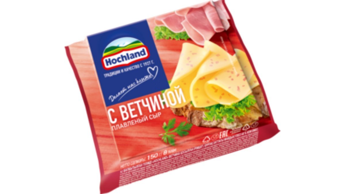 Сыр плавленный Hochland ломтики ветчина 150г