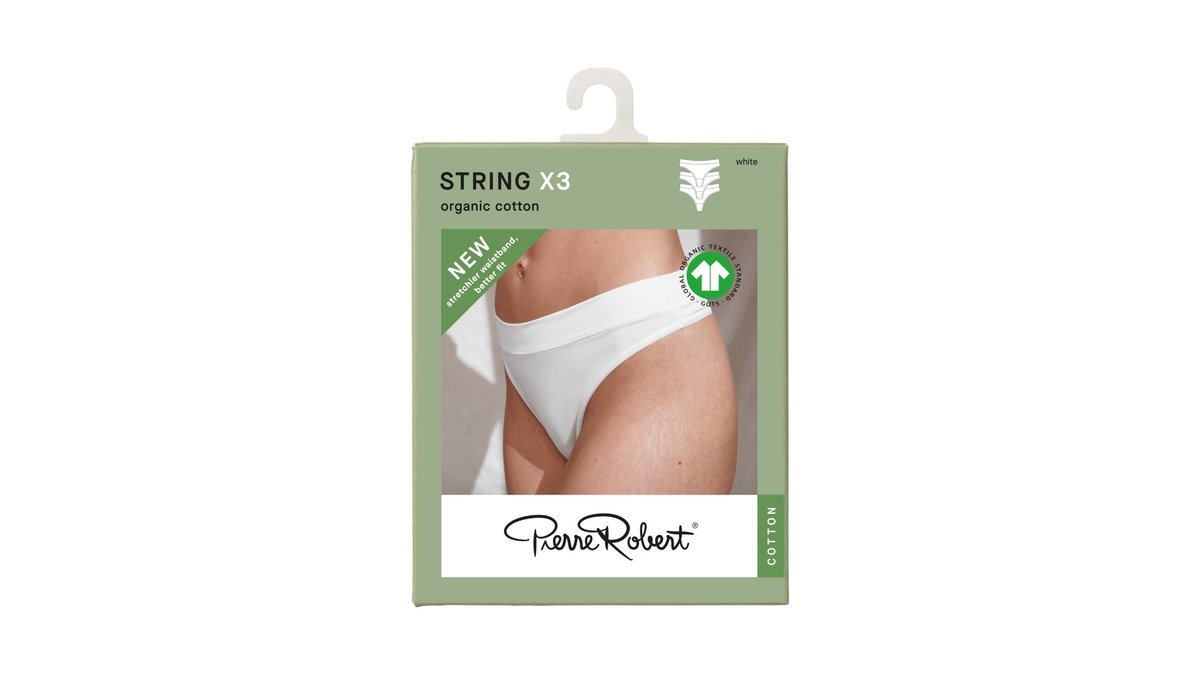Pierre Robert String Bomull Hvit M, 3 stk