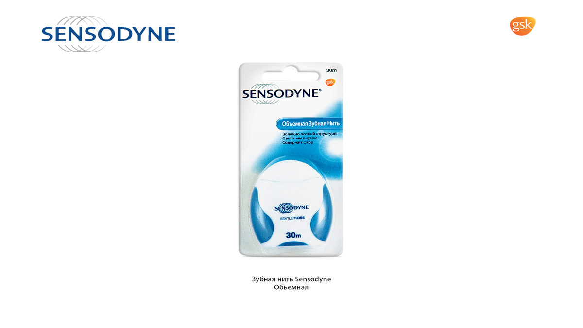 Зубная нить Sensodyne С мятным вкусом 30 м