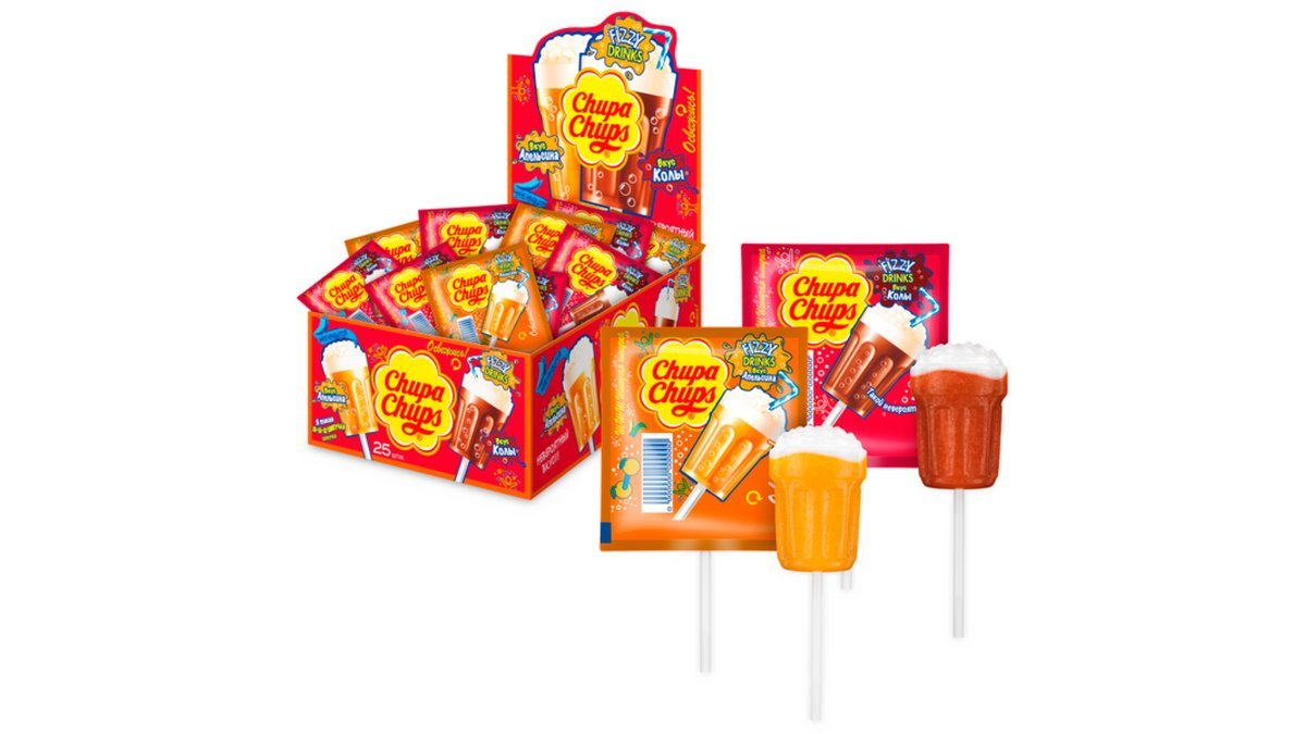 Леденец CHUPA CHUPS 3D Апельсин и кола 15г