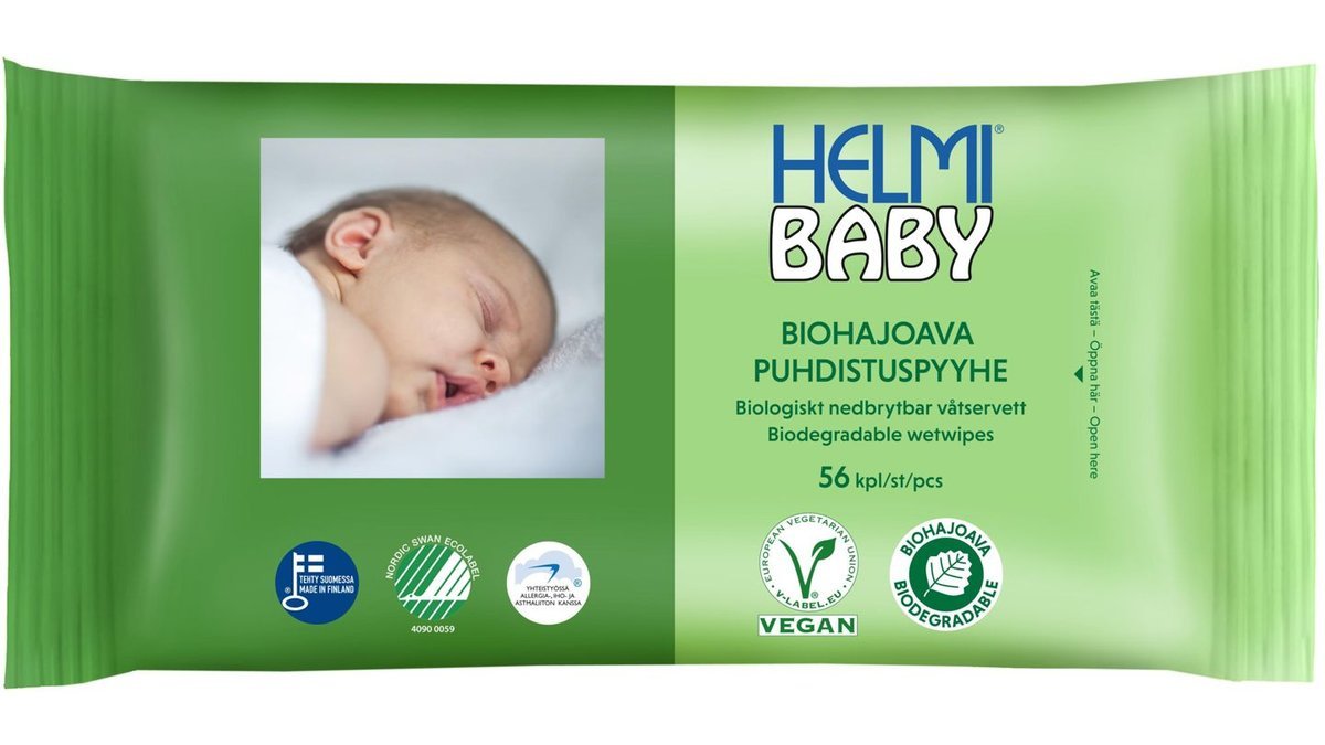 Helmi Baby Biohajoava Puhdistuspyyhe 56kpl