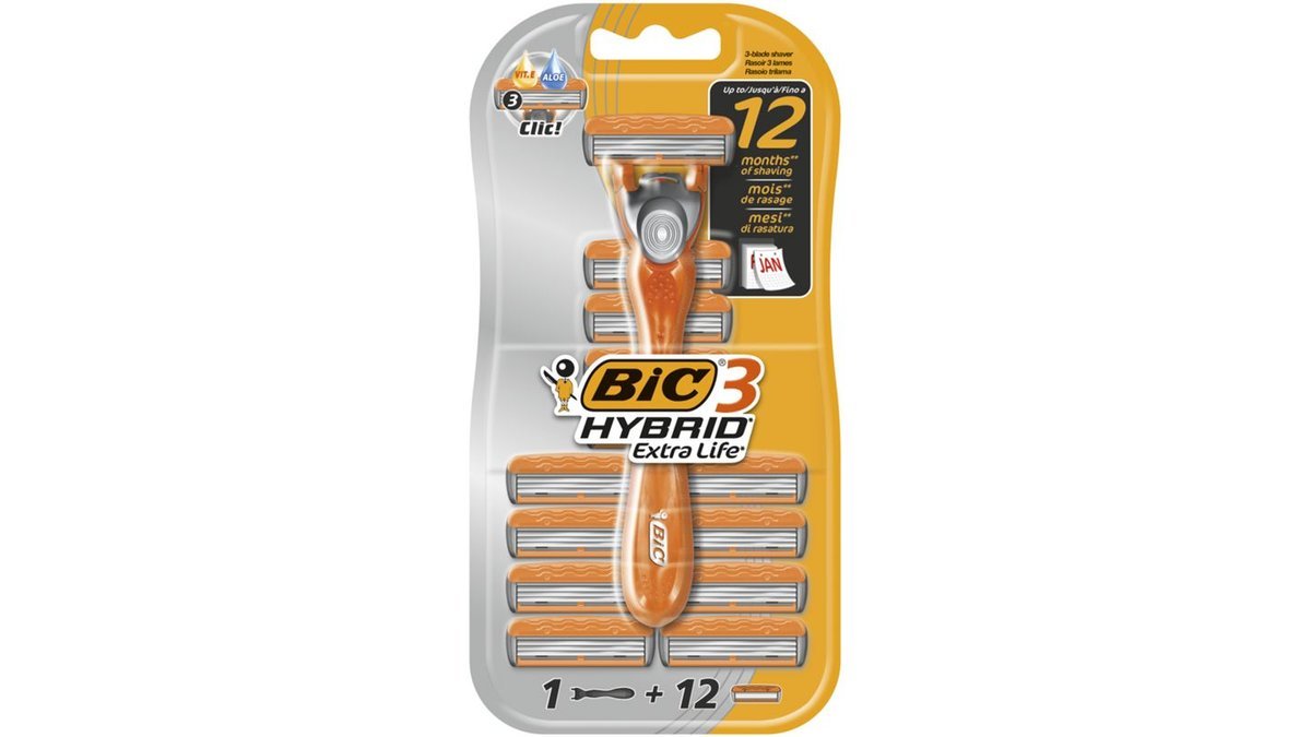 BIC 3 Hybrid Extra Life varsi ja 12 vaihtoterää