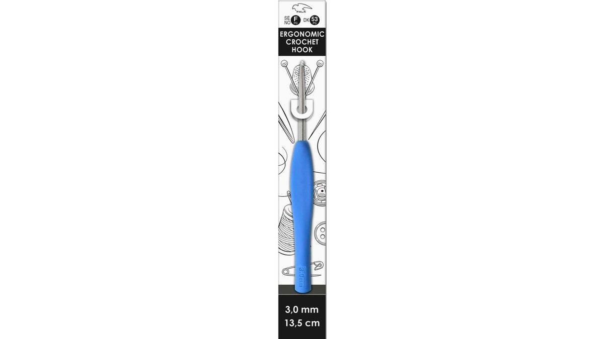 Hæklenål strl. 3mm ergonomisk, Falk 1 stk.