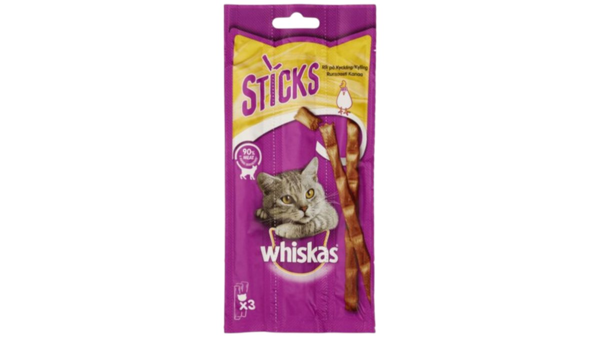 Whiskas Kattesnacks Kylling Sticks, 18 g