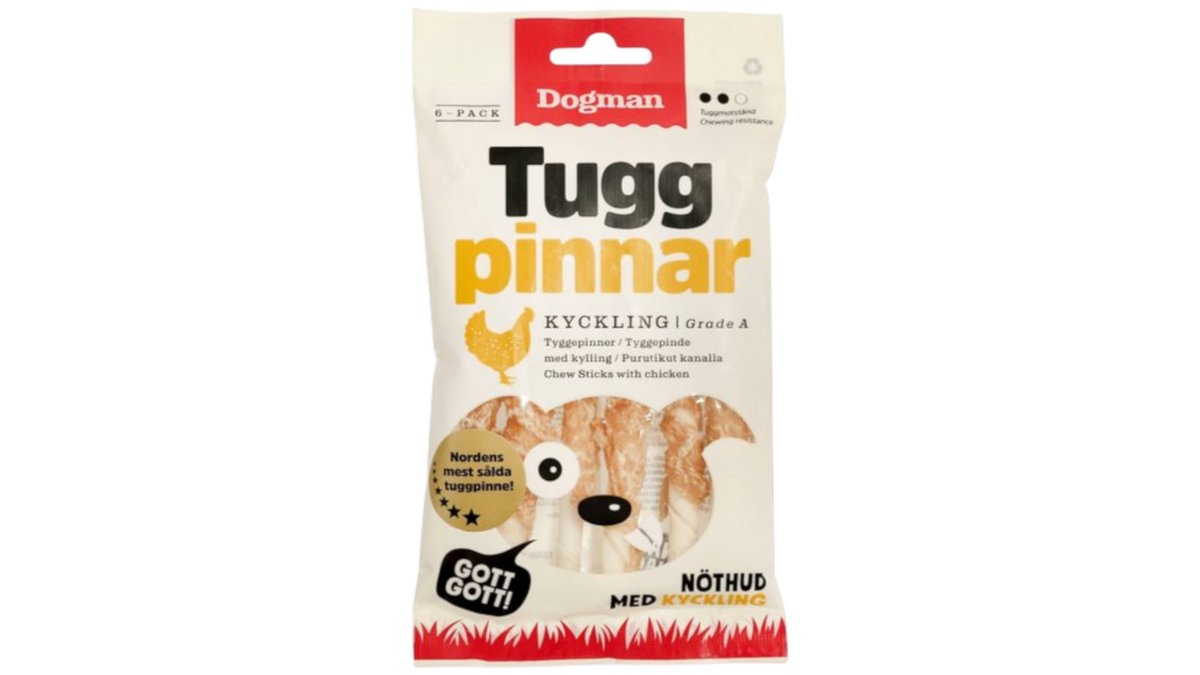 Dogman Tyggepinner Kylling, 6 stk