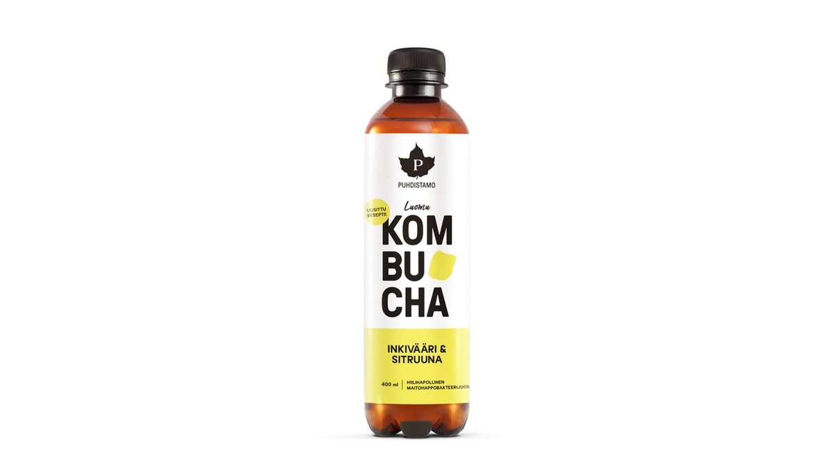 Puhdistamo Kombucha Inkivääri + Sitruuna Luomu, 400ml