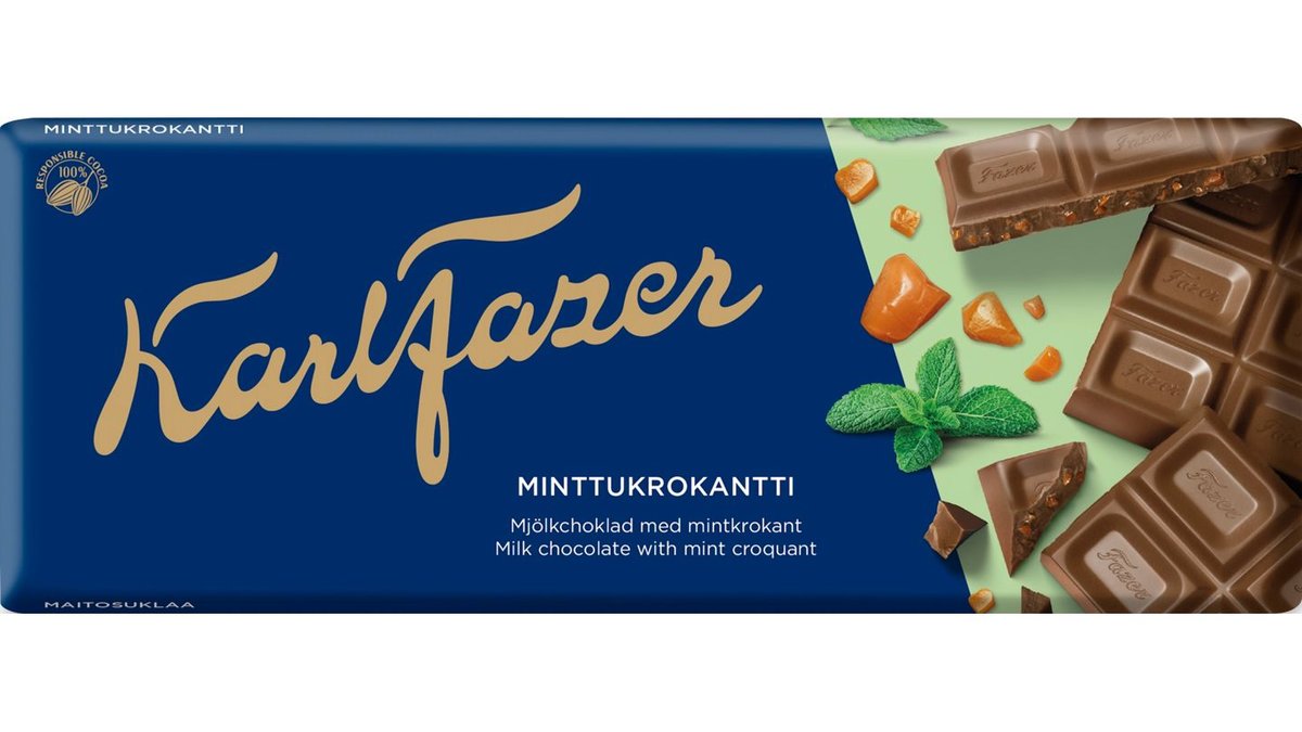 Karl Fazer Minttukrokantti maitosuklaalevy 180g