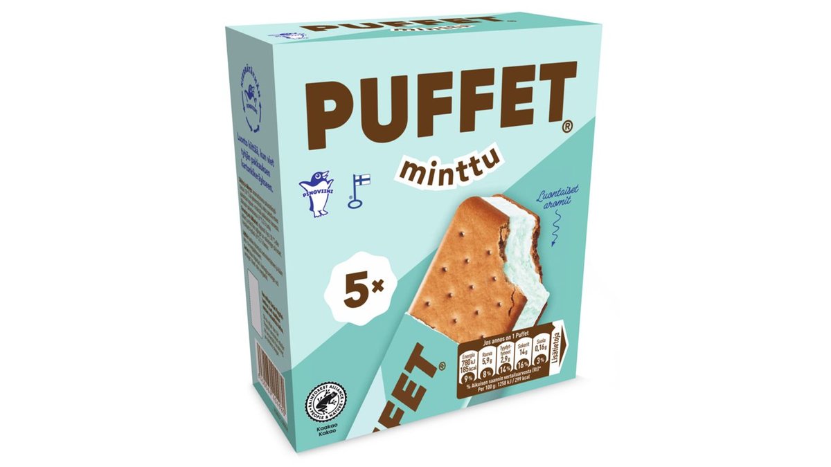 Puffet jäätelö minttu monipakkaus 5 x 62g