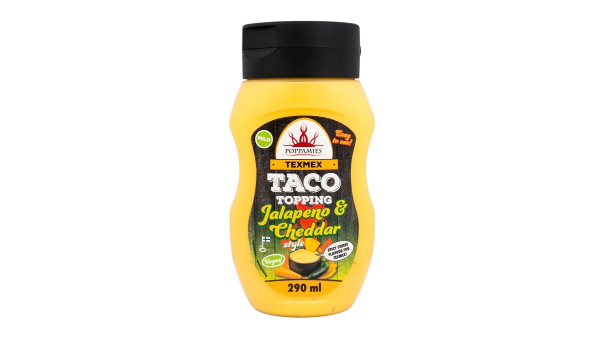 Poppamies Texmex Taco Topping Jalapeno & Cheddar Style maustekastike 290ml