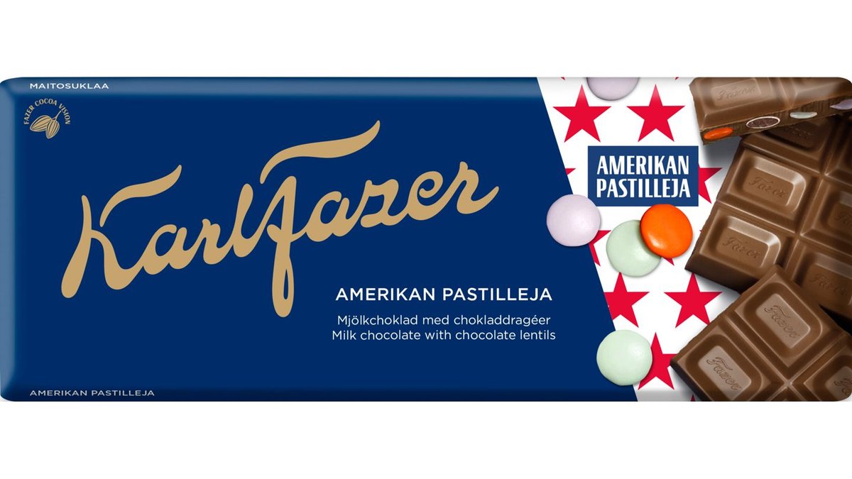 Karl Fazer suklaalevy Amerikan Pastilleja 180g