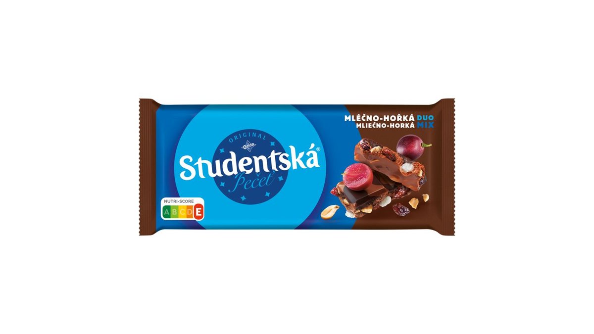 ORION ŠTUDENTSKÁ PEČAŤ mliečno-horká čokoláda s arašidmi, hrozienkami a želé 170 g