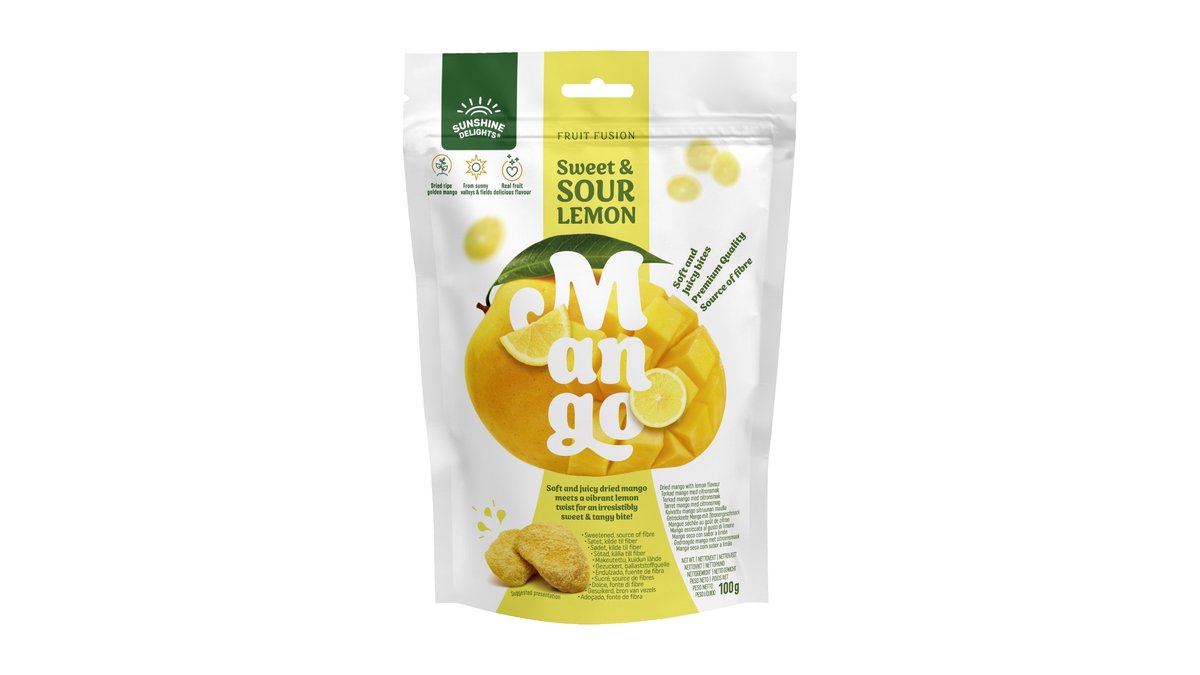 Sunshine Delights Torkad Mango Lemon Sweet & Sour, 100 g